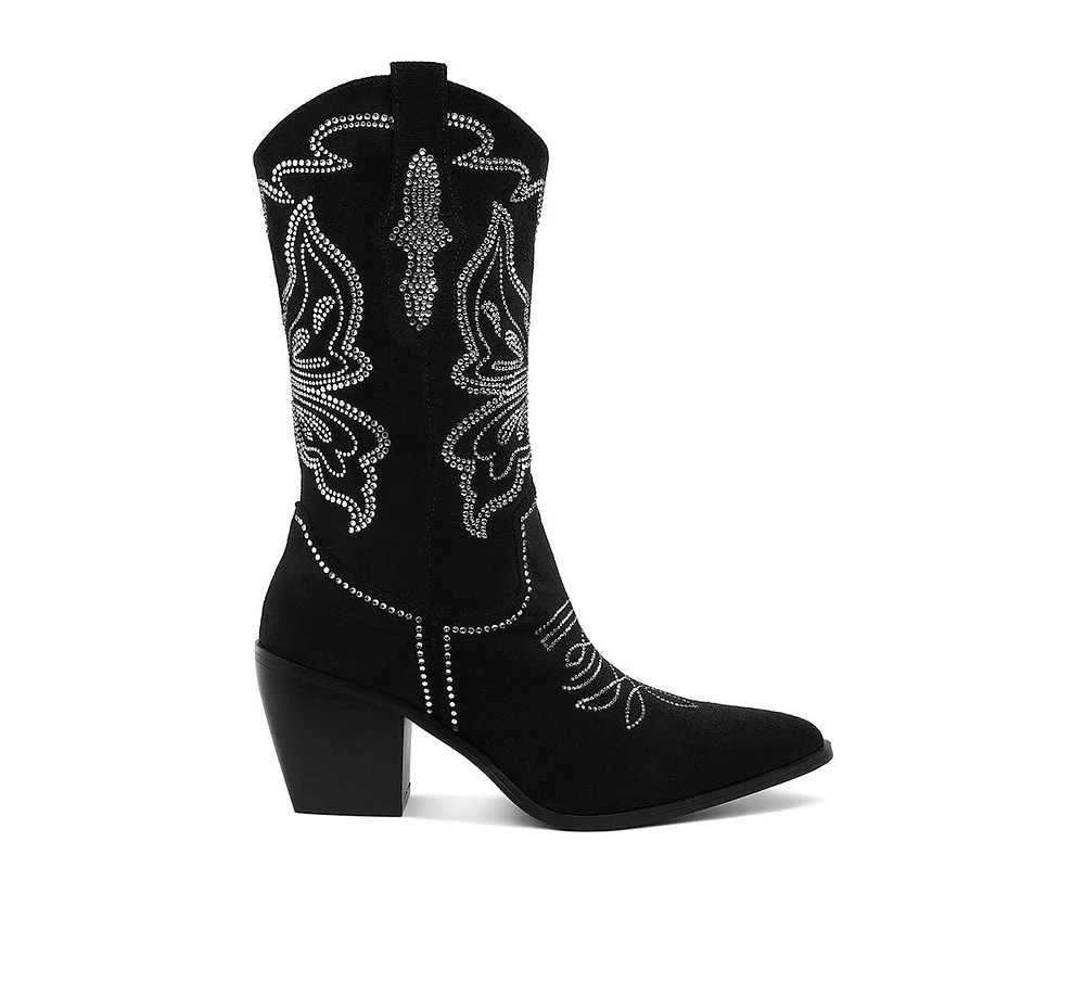 Rag & Co Latafa Rhinestones Embellished Cowboy Boots