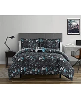 Alex + Bella Next Level Dark Grey/Blue -Piece Microfiber Comforter Set