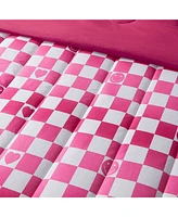 Alex + Bella Checkerboard Hearts Hot Pink -Piece Ultra Soft Microfiber Comforter Set