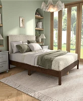 Furniture of America Alder Queen Platform Bed with Corduroy Fabric Upholstery