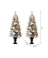 Glitzhome Pre-Lit Pine Artificial Christmas Porch Tree