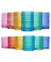 The Wine Savant Hobnail Beaded Colored Drinking Glasses, Set of 12