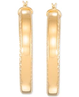 Simone I. Smith Polished Textured Hoop Earrings in 18k Yellow Gold Over Sterling Silver (45mm)