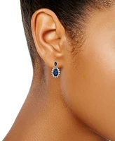 Sapphire & Diamond Drop Earrings (1/5 ct. t.w.) in 14k White Gold