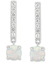 3-Pc. Set Lab-Created Opal (7/8 ct. t.w.) & Lab-Created White Sapphire (7/8 ct. t.w.) Stud & Drop Earrings in Sterling Silver