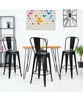 Sugift 30" Height Set of 4 High Back Metal Industrial Bar Stools
