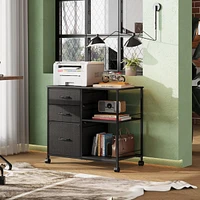 Devaise Drawer Mobile File Cabinet, Rolling Printer Stand with Open Storage Shelf