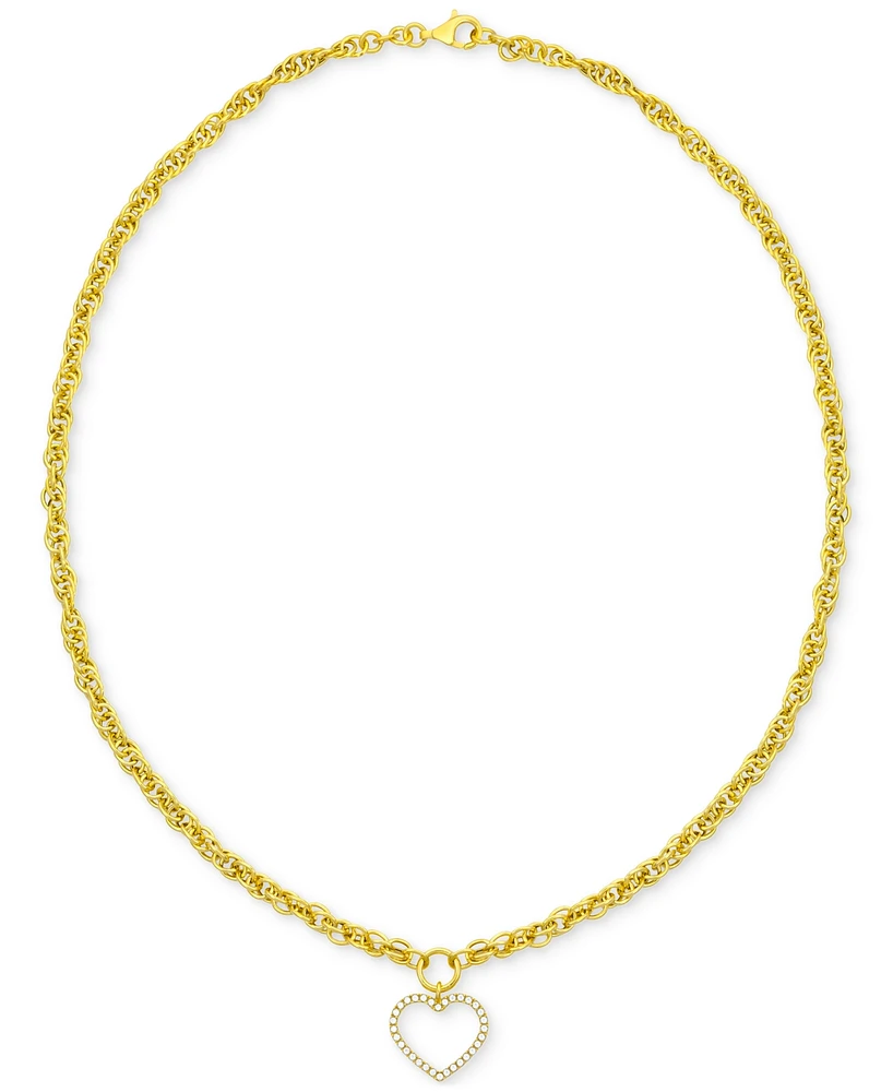 Diamond Open Heart Necklace (1/4 ct. t.w.) in 14k Gold-Plated Sterling Silver