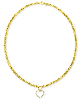 Diamond Open Heart Necklace (1/4 ct. t.w.) in 14k Gold-Plated Sterling Silver