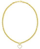 Diamond Open Heart Necklace (1/4 ct. t.w.) in 14k Gold-Plated Sterling Silver