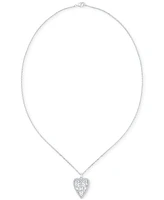 Diamond Border Diamond-Cut Heart Pendant Necklace (1/4 ct. t.w.) in Sterling Silver