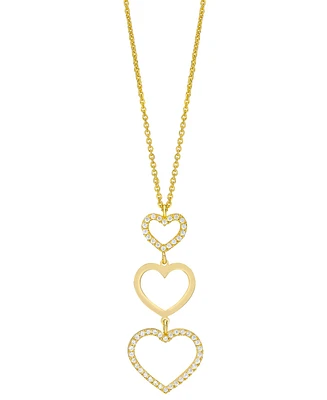 Diamond Graduated Open Heart Pendant Necklace (1/3 ct. t.w.) in 14k Gold-Plated Sterling Silver, 18"+2" extender