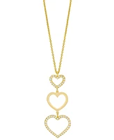 Diamond Graduated Open Heart Pendant Necklace (1/3 ct. t.w.) in 14k Gold-Plated Sterling Silver, 18"+2" extender