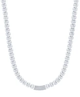 Diamond Pave Bare Panther Link 18" Collar Necklace (1/2 ct. t.w.) in Sterling Silver