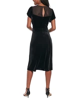 London Times Women's Velvet & Mesh Dress