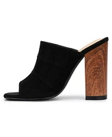New York & Company Women's Lacinda Faux Suede Slide Heeled Sandal