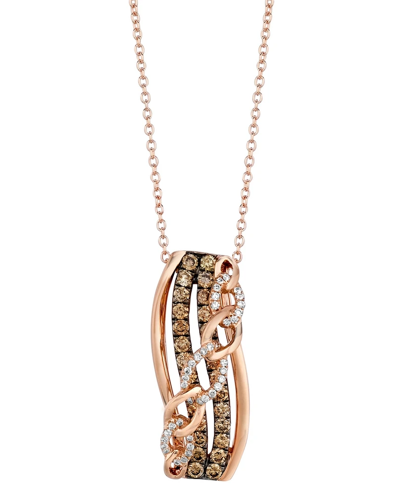 Le Vian Chocolatier Diamond Crossover Multi-Row 18" Pendant Necklace (5/8 ct. t.w.) in 14k Rose Gold