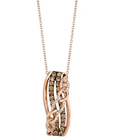 Le Vian Chocolatier Diamond Crossover Multi-Row 18" Pendant Necklace (5/8 ct. t.w.) in 14k Rose Gold