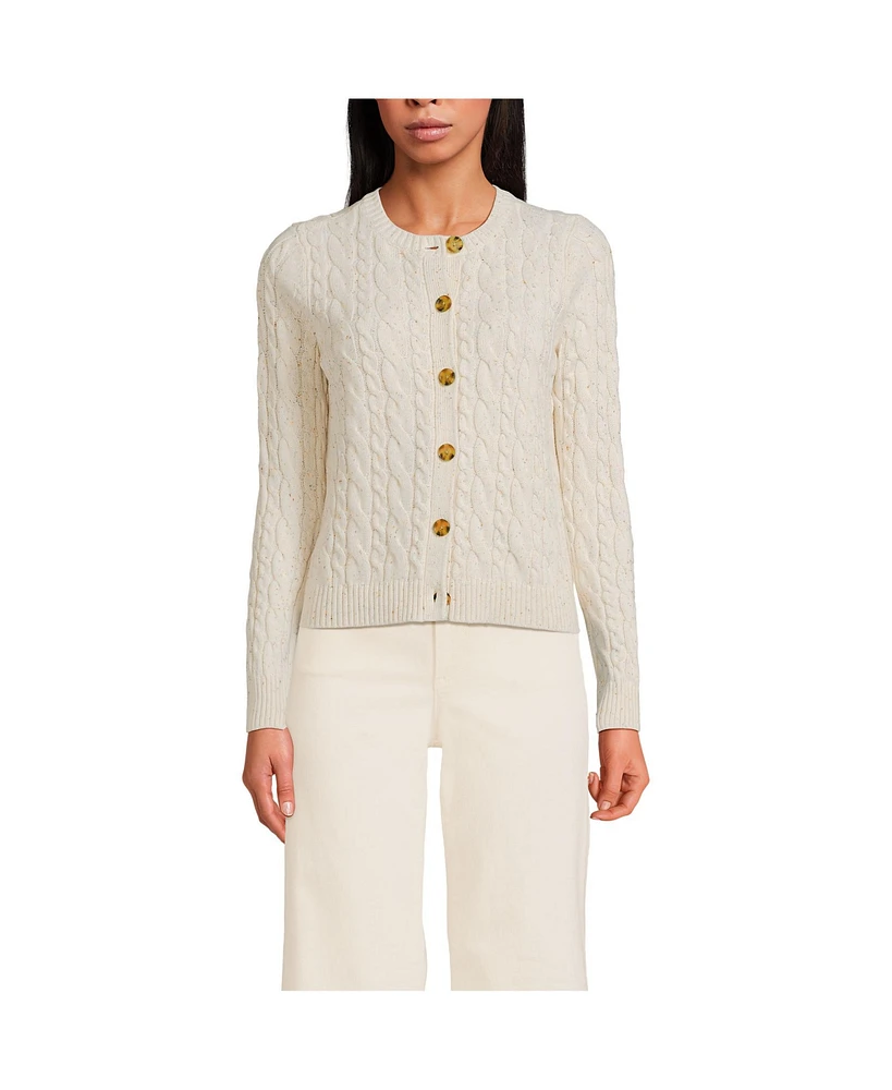 Lands' End Women's Drifter Cable Cardigan Sweater