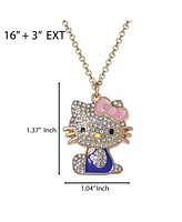 Hello Kitty Sanrio Crystal Pendant Necklace - Gold-Tone with Colorful Enamel Accents