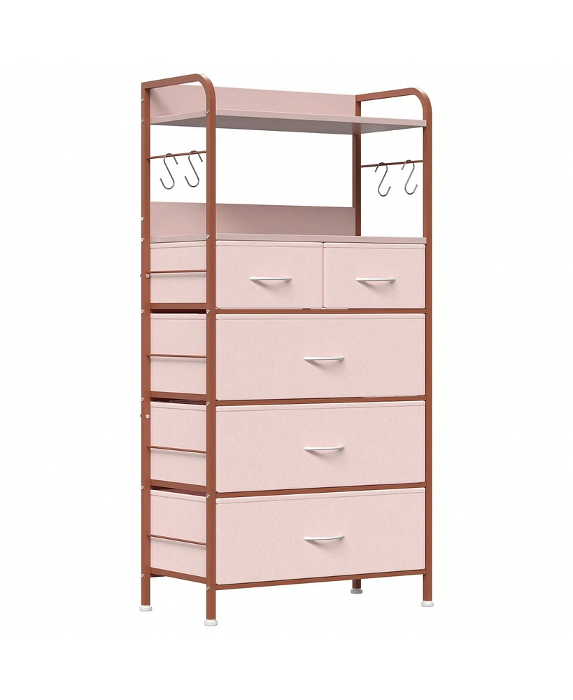 gaomon Dresser For Bedroom With 5 Drawers, Dressers & Chests Of Drawers For Hallway, Entryway, Storage Organizer Unit With Fabric, Sturdy Metal Frame