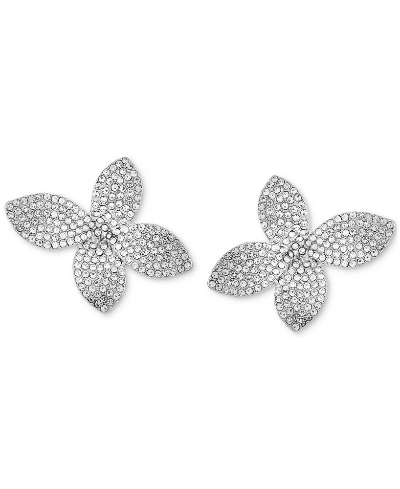 Guess Silver-Tone Pave Flower Statement Suspender Earrings