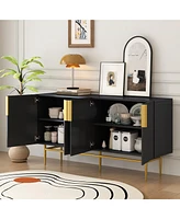 Slickblue Modern Elegant 4-Door Sideboard Buffet Cabinet for Dining Room, Living Room, Bedroom, and Hallway