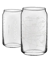 Narbo The Can Houston Map Everyday Glassware, Set of 2