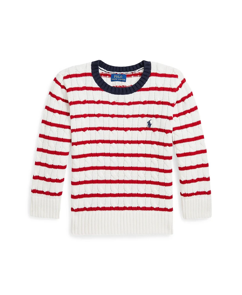 Polo Ralph Lauren Toddler and Little Boys Striped Cable-Knit Cotton Sweater