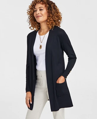 Jm Collection Women's Button-Sleeve Flyaway Cardigan