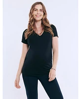 Motherhood Maternity V-Neck Side-Ruched Short Sleeve Tee