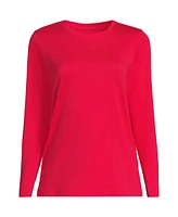 Lands' End Women's Petite Relaxed Supima Cotton Long Sleeve Crew Neck T-Shirt