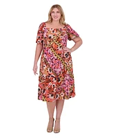 Vince Camuto Plus Printed Square-Neck Dress
