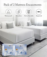 California Design Den 2-Pack Waterproof Mattress Encasement - Zippered - Protects All Six-Sides - Cooling