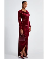 Quiz Women's Womens's Velvet Cowl Long Sleeve Maxi Dress