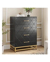 gaomon Dresser For Bedroom With 4 Drawers And Metal Handle,Chest Of Drawers, Sturdy Frame Modern Bedroom Furniture, Wood Dressers With Drawers