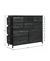 gaomon Dresser For Bedroom, 10 Drawers Fabric Storage Drawer, Dressers & Chest Of Drawers With Side Pockets, Hooks, Wood Tabletop For Closet, Living R
