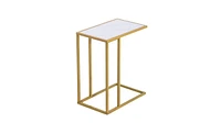 Slickblue White Marble C-Side Table - Simple Design, Modern Accent for Living Room or Bedroom
