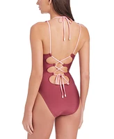 Sanctuary Women's Layered Plunging One-Piece Swimsuit