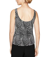 Alex Evenings Women's Abstract-Print 3/4-Sleeve Jacket & Tank Top