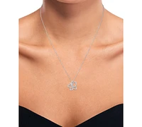 Diamond Accent Butterfly Pendant Necklace in Sterling Silver, 16" + 2" extender