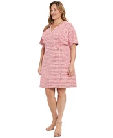 London Times Plus Tweed Surplice-Neck Sheath Dress