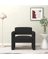 Lovmor stripe single sofa chair, upholstered comfortable chair with armrests,Beige (30.9"30.51"30.11")