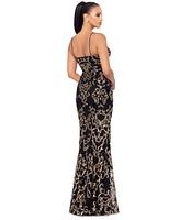 Betsy & Adam Women's Sequin Embellished Sleeveless Gown