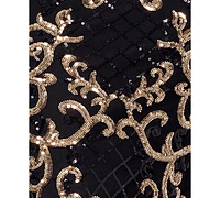 Betsy & Adam Women's Sequin Embellished Sleeveless Gown