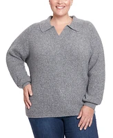 Joseph A Plus Ribbed Johnny Collar Dolman Sweater