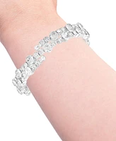 Guess Silver-Tone Crystal Coil Tension Bracelet