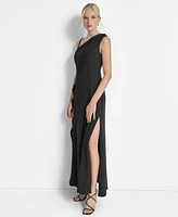 Dkny Women's One-Shoulder Side-Slit Ruffle Gown