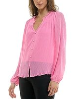 Bcx Juniors' Ruffled Split-Neck Blouse