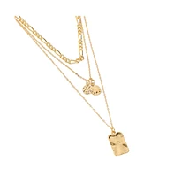 Sohi Women's The Dented Charm Multi-Layer Necklace